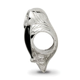 Sterling Silver 925 Wise Owl Enameled Bead with Antiqued Finish